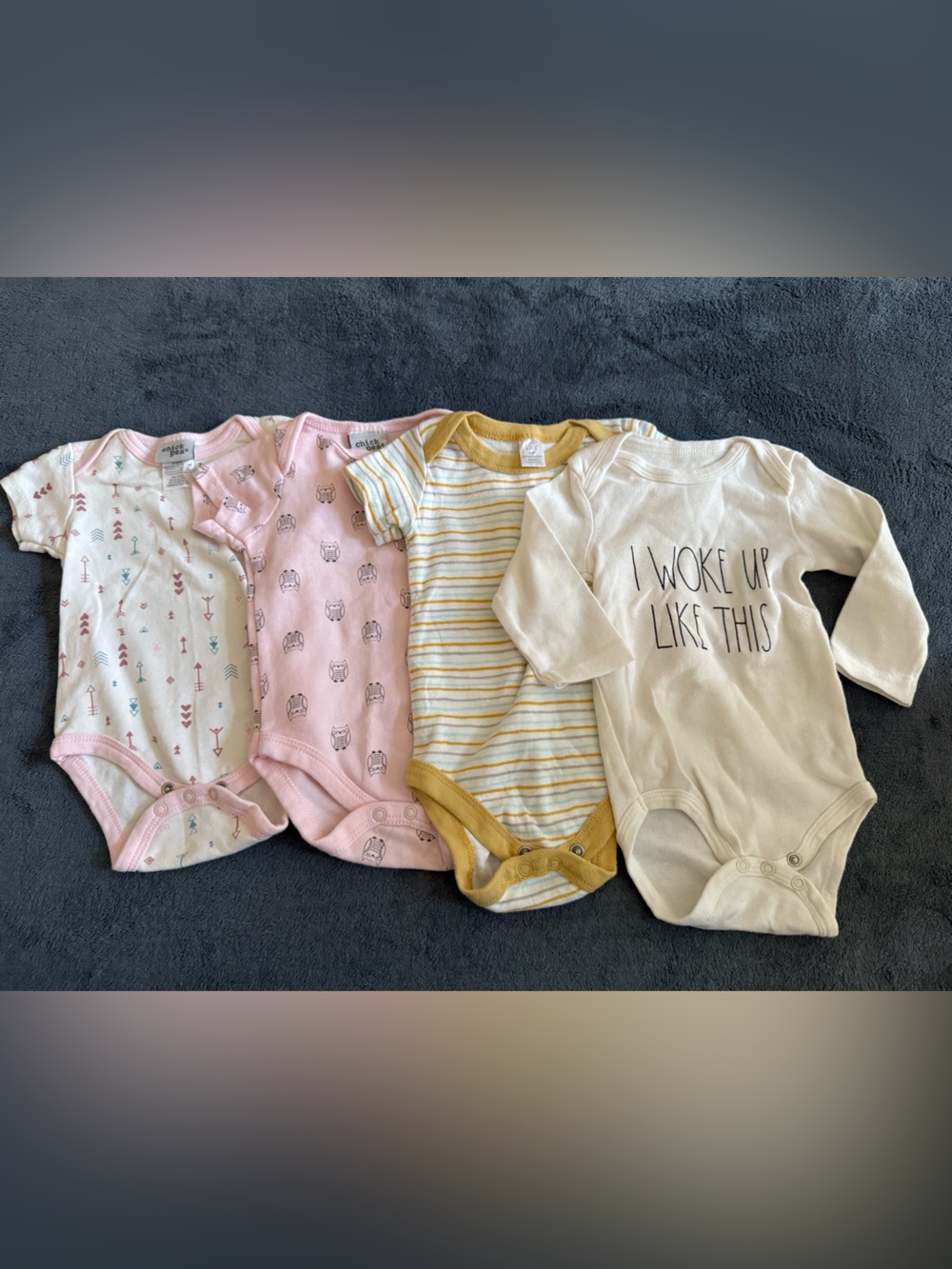 chick pea Onesie, Rae Dunn onesie and baby kiss onesie size 6-9 months bundle